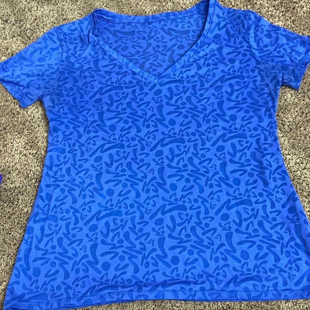 Blue Zumba Patterned V-Neck Women's Top